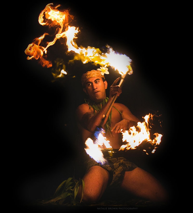 Maui luau fire dancer