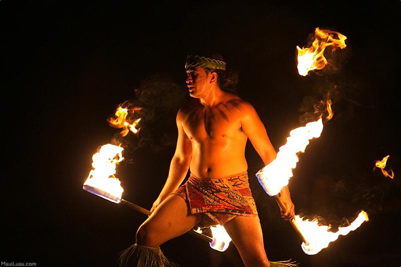 Polynesian Fire Dancing Holding Knives